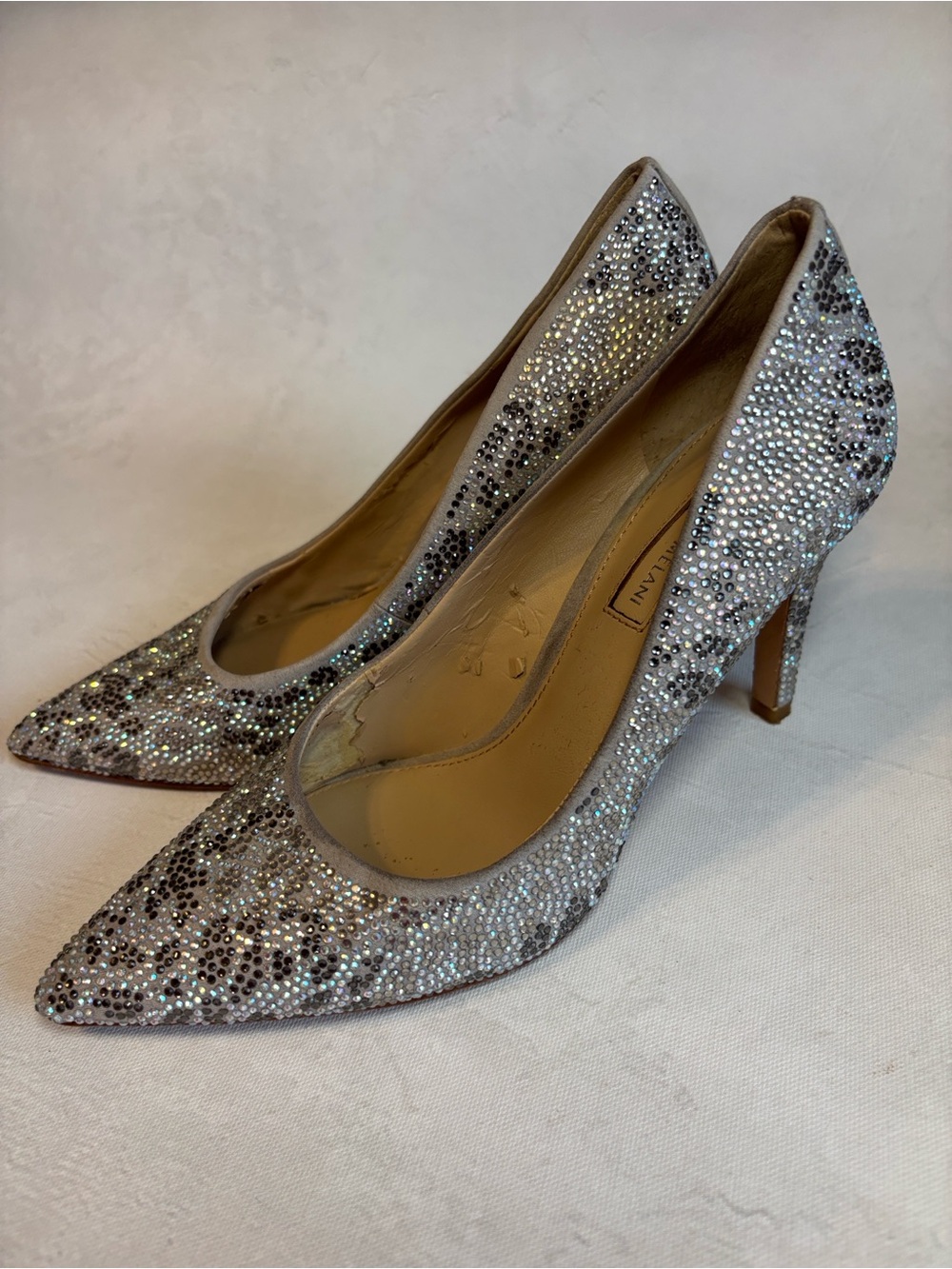 Antonio Melani Greylock Mallana Silver Jeweled Pointed Toe Pumps Heels, 6.5
